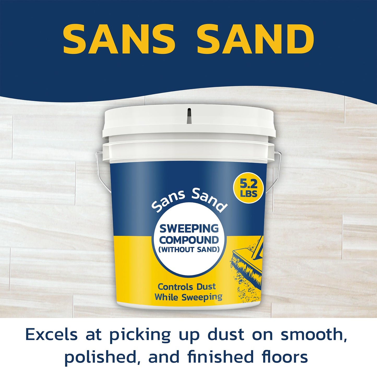 Banner Chemical Sans Sand Gritless Sweeping Compound Without Sand – Effective Dust Control, Non Abrasive and Safe for Smooth, Finished & Polished Floors, Oil Free, Made in USA (5.2 lbs)