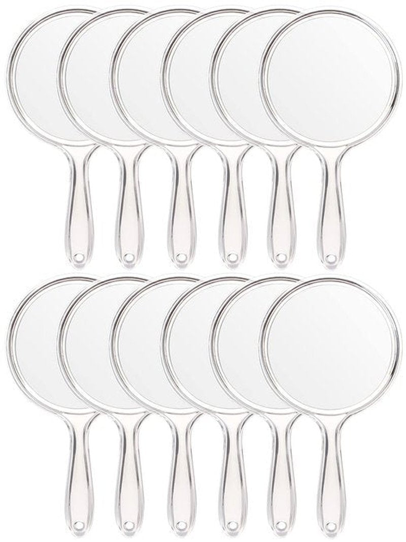 OMIRO Hand Mirror, Double-Sided Handheld Mirror 1X/3X Magnifying Mirror with Handle, Set of 12 (Clear)