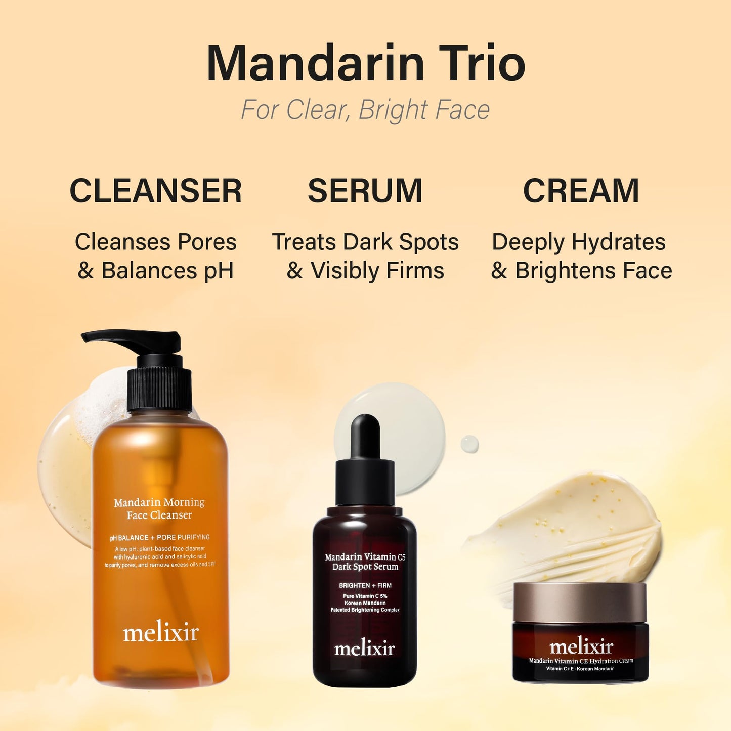 Melixir Mandarin Vitamin C5 Serum, Enhances Radiance with 5% Ascorbic Acid & Centella Asiatica, For Uneven Tone & Texture, Lightweight Anti-Aging Daily Serum, Korean Skincare (1.0 fl.oz./30ml)
