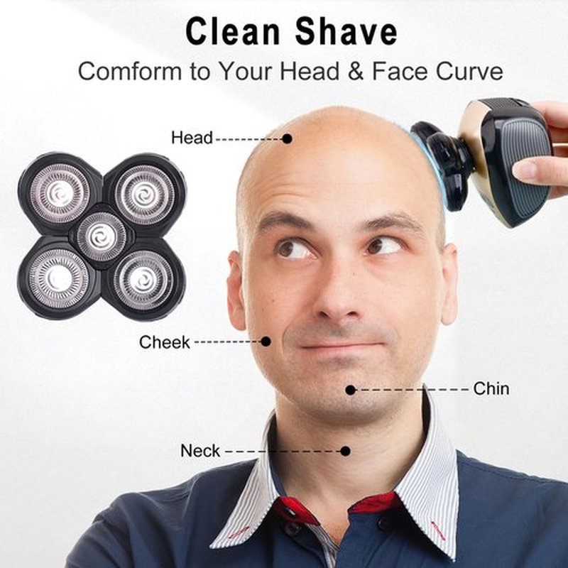 5D Blades Shaver Replacement Heads, Head Shavers for Bald Men Replacement Blades, with Shaving Brush & Shaver Cleaning Brushes, 3 Pack