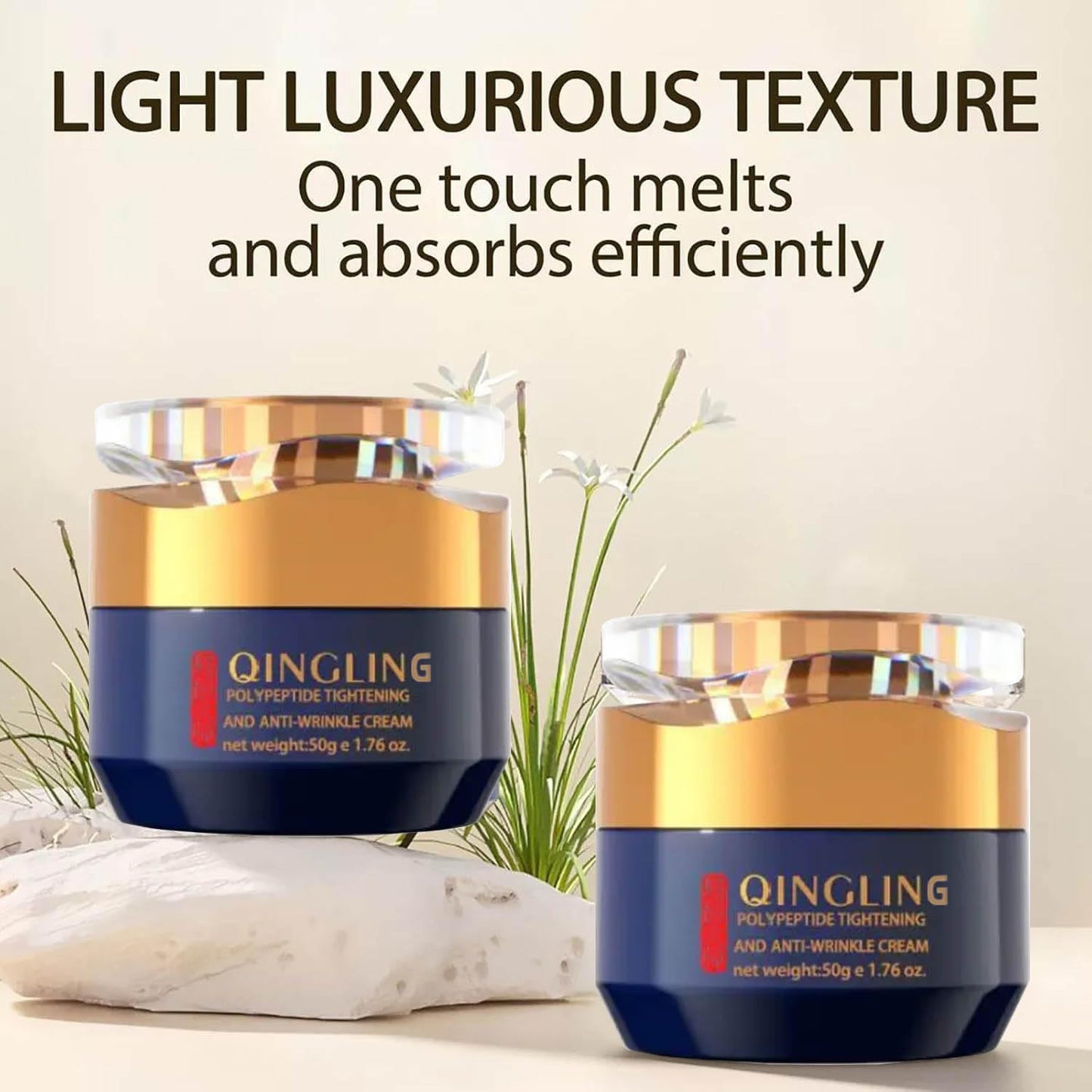 JINMAO Qingling Face Cream, Qingling Wrinkle Removal Cream, Quinglin Polypeptide Tightening and Anti-Wrinkle Moisturizer, Face & Neck & Eye Lotion 3-In-1 (1)
