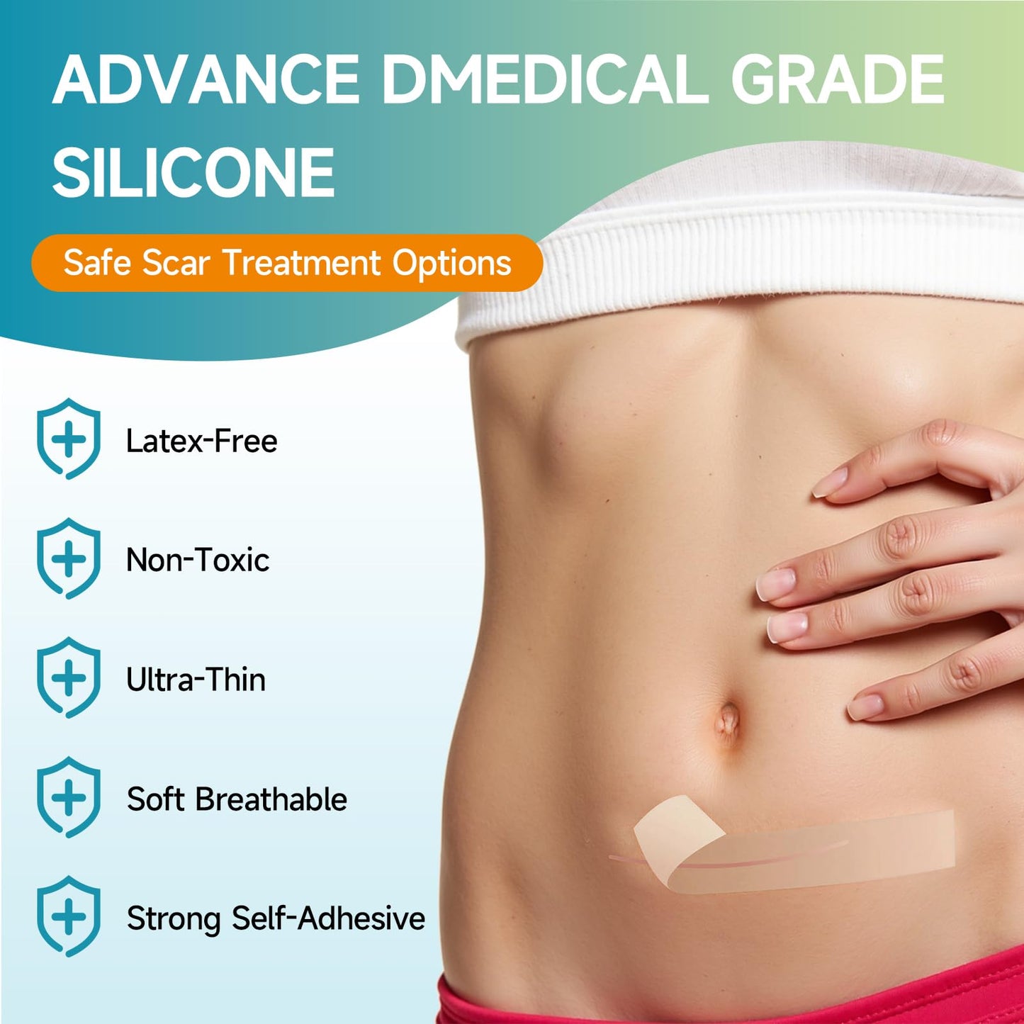 Silicone Scar Sheets, Silicone Scar Tape (1.6"x60 " Roll-1.5M) Reusable Professional Scar Silicone Strips Soft Silicone Scar Patches for Scar Removal Treatment, Surgical Scars, Keloid, C-Section, Burn