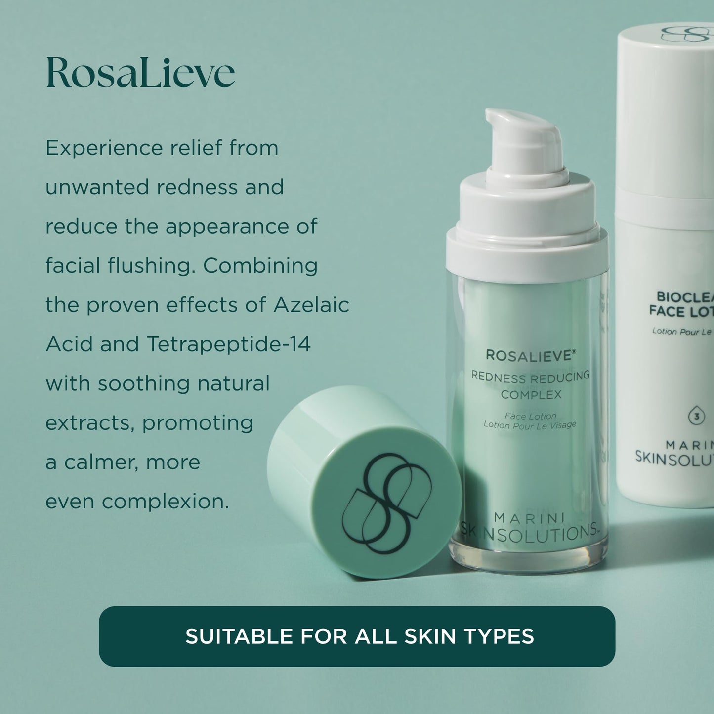 Marini SkinSolutions RosaLieve - Redness Reducing Face Lotion with Azelaic Acid & Tetrapeptide-14 - Cruelty Free - Made in the USA - 1 fl oz
