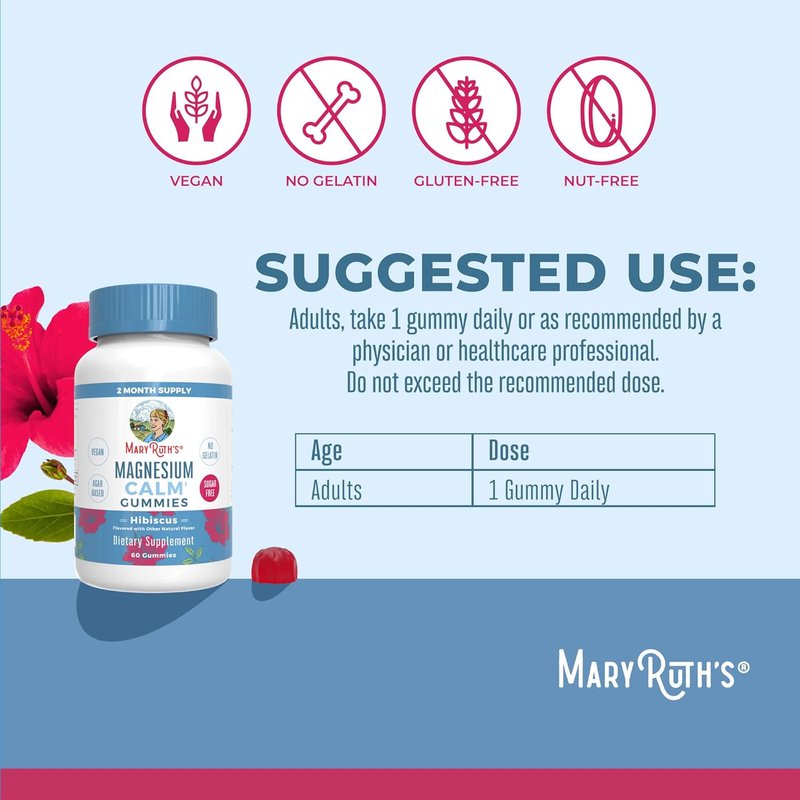 Calm Magnesium Citrate Gummies - Stress Relief & Bone Health | Vegan, Sugar-Free | 60 Count