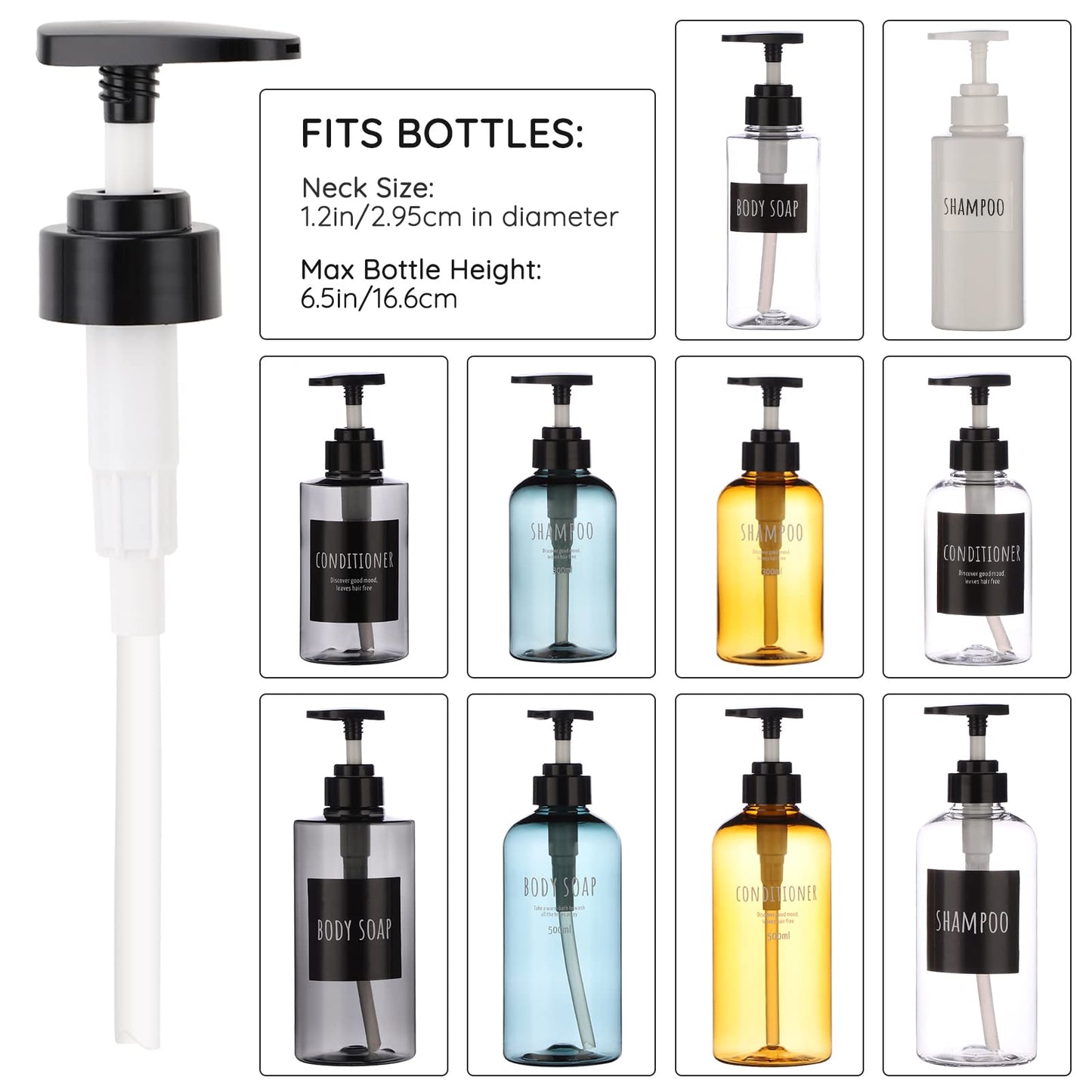 Lotion Dispenser Pump Head, Segbeauty 3 Pack Shampoo Shower Bottle Pump Replacement, Empty Refillable Bottle Tube Pump Top for Soap Conditioner Lotion Body Wash Bathroom Kitchen