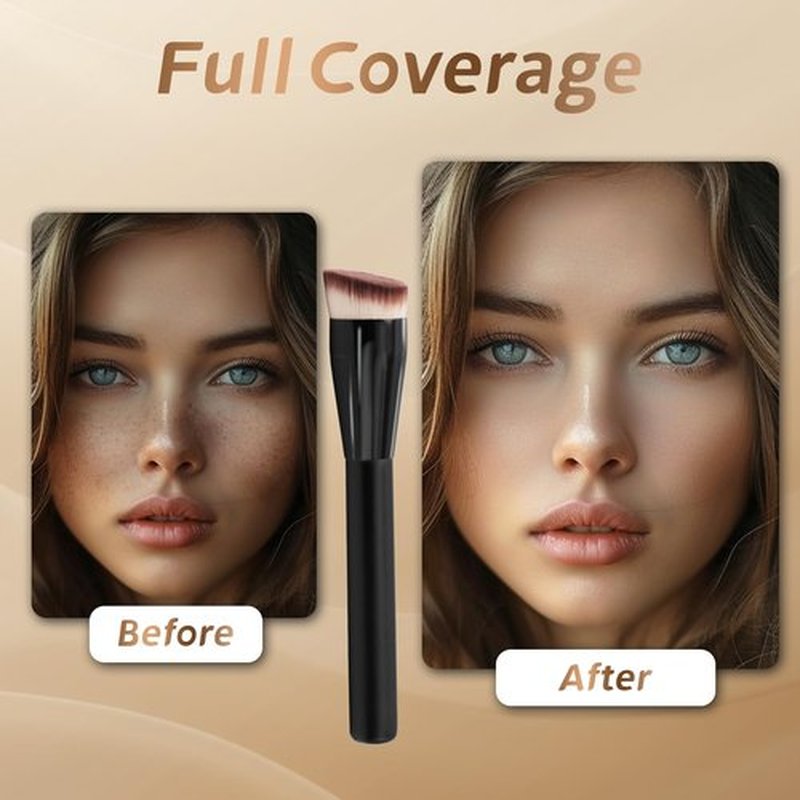 JoMay Foundation Brush for Liquid Makeup, Flat Top Kabuki Professional Make up Brushes for Blending, Cream, Powder,Blush Buffing Stippling Face Makeup Tools, Black