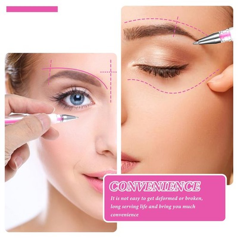 Eyebrow Microblading Marker Pen, 4 Pcs Brow Mapping Pens with with 8 Replacement Refills, Makeup Tattoo Skin Marker Pen, Brow Lamination Supplies for Eyebrow Lip Skin(Pink)