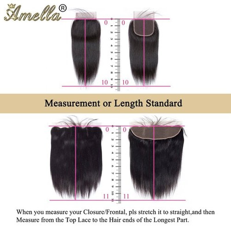 Amella Hair 8A Brazilian Body Wave Frontal Free Part(18 20 22+16 Frontal) 100% Unprocessed Brazilian Body Wave Frontal with Baby Hair Natural Black Color