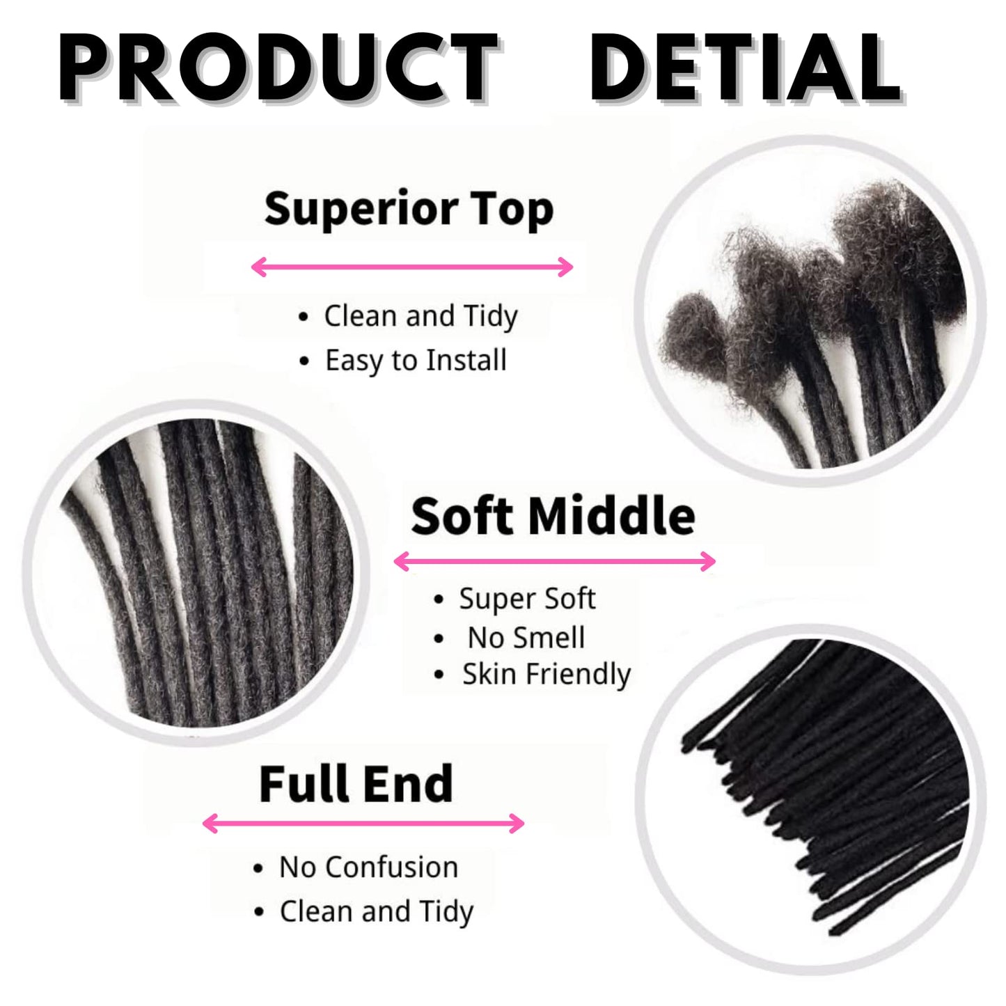 Loc Extensions Human Hair 10 Inch 0.6cm Thickness 10 Strands 100% Full Handmade Permanent Dreadlock Extensions Real Human Hair For Women Men Kids Can Be Dyed Bleached Curled (Width 0.6cm Natual Black)