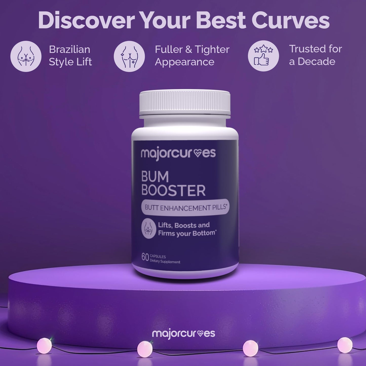 Major Curves Bum Booster Pills – Butt Enhancement for Women, Booty Growth Capsules for Bigger Bum, Curvier Hips and Glutes, Natural Brazilian Butt Lift Alternative with Fenugreek and Wild Yam