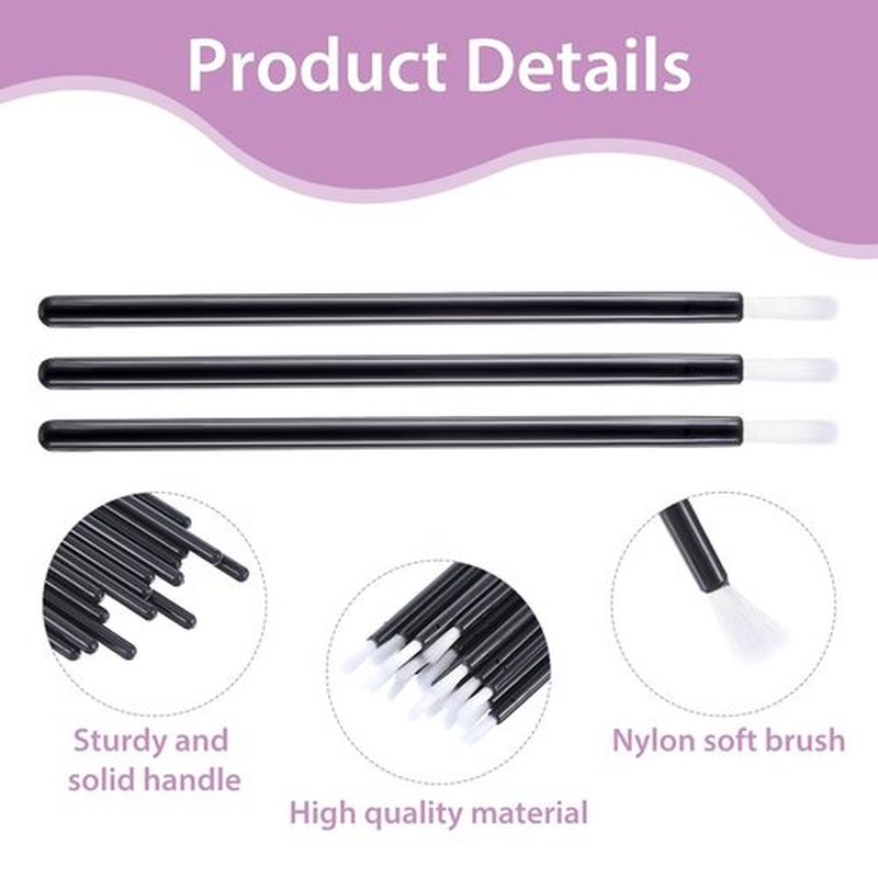 100 Pcs Disposable Makeup Lip Brushes Nail Polish Brushes Black Lipstick Applicators PYO Cookie Paint Brushes Lipstick Lip Gloss Wands Nail Polish Brush Multifunctional Makeup Brushes for Women