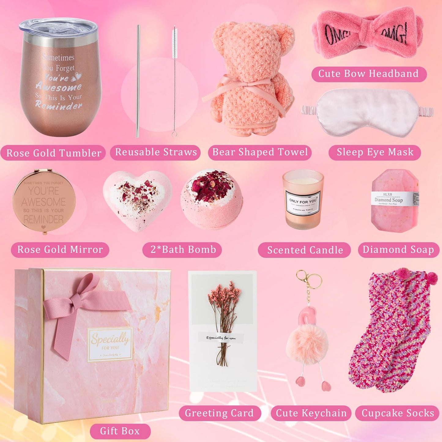 Gifts Basket for Women - Birthday Gifts for Women,Women Gifts Set Contains 13 Items Unique Female Gift Ideas,Relaxing Care Package Self Care Gift Box for Women Mom Wife Bestie Sister