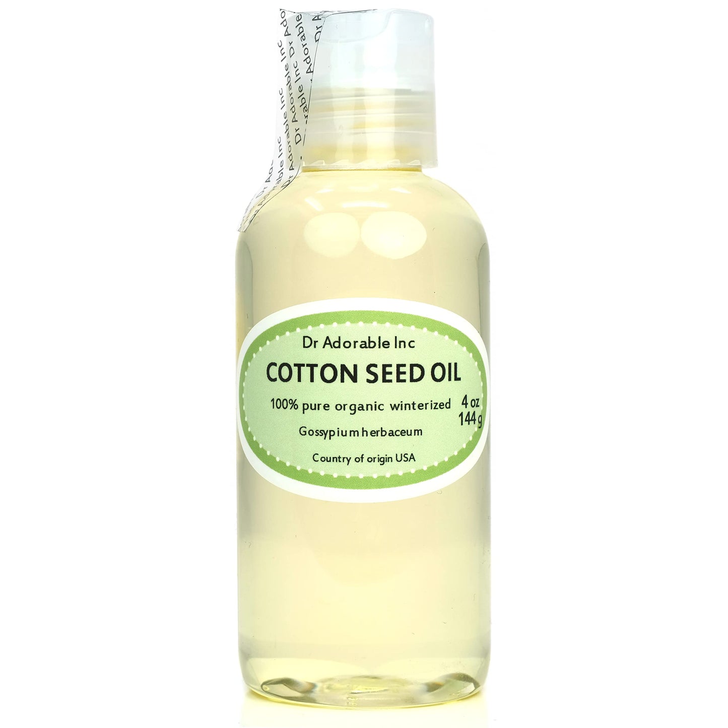 Dr Adorable - 4 oz - Cottonseed Oil - Winterized 100% Pure Natural Organic Cold Pressed
