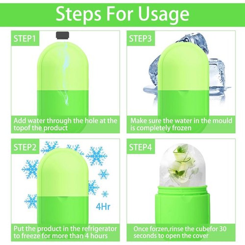 KOGITI Ice Mold for Face, Ice Roller for Face & Eye, Beauty Facial Ice Rollers Ice Holder Mold Face Puffiness Relief Massage Skin Care Tools, Ice Facial Cube (New-Green)