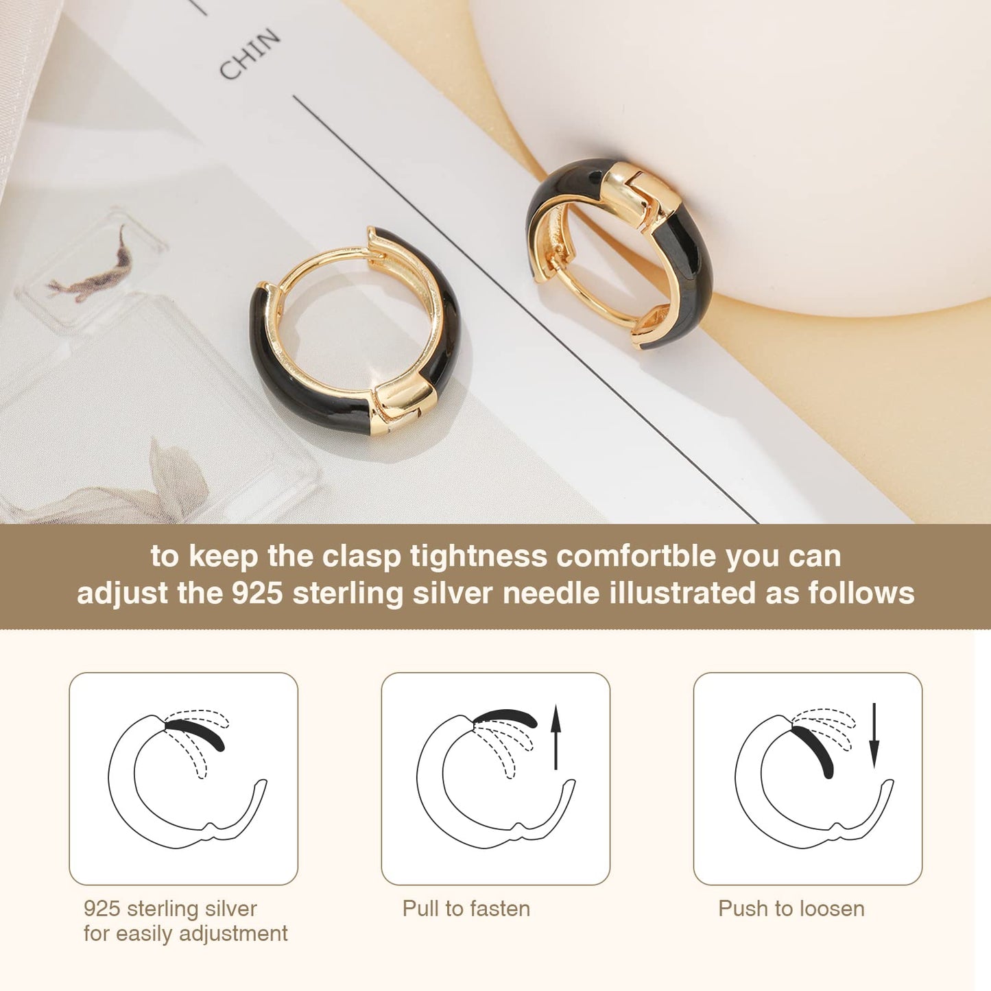 Lourny Small Hoop Earrings for Women, Cute Enamel Huggie Earring