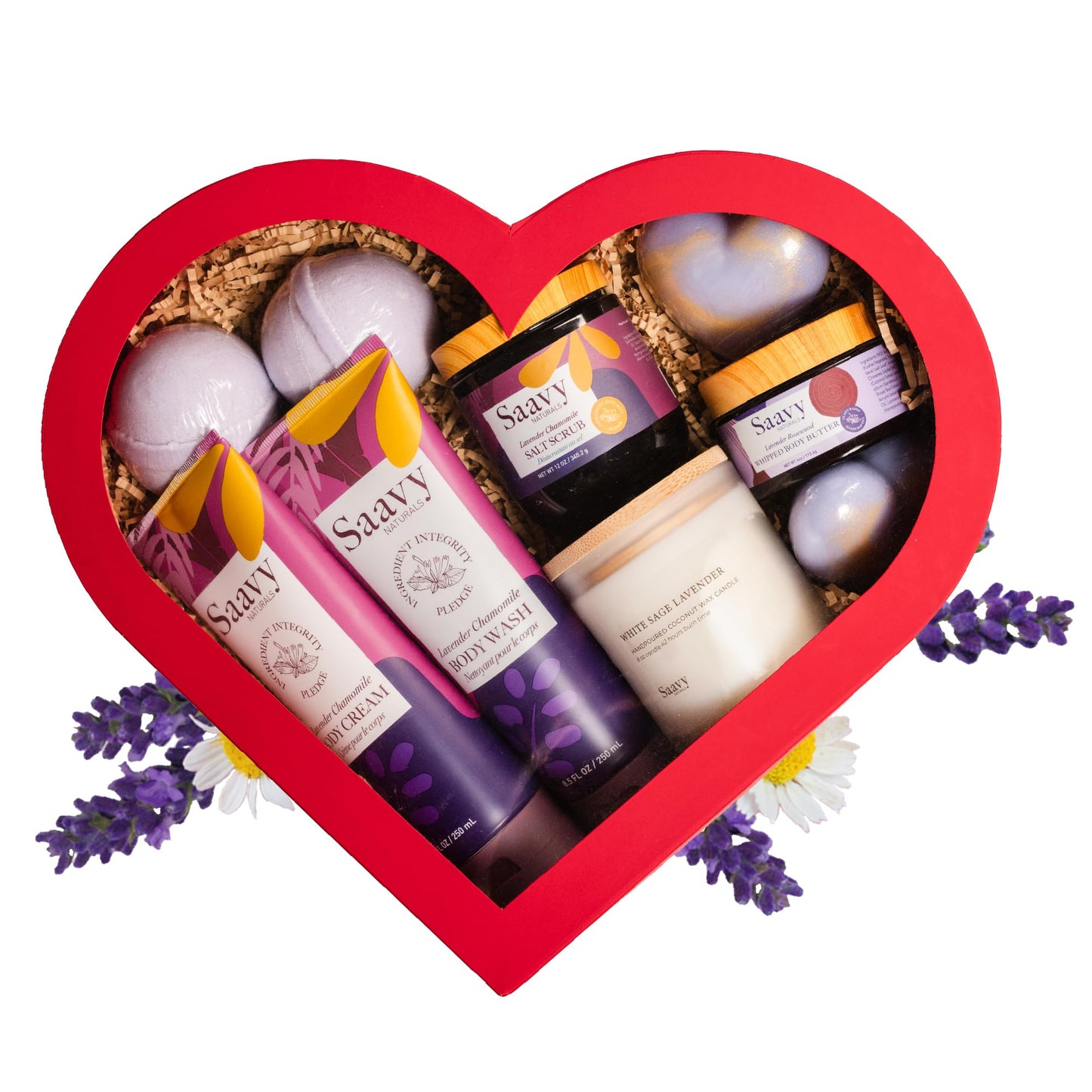 Mom Gifts Set Saavy Naturals - Plant-based Ingredients 9-Piece Spa Gift Set – Body Wash, Scrub & More – , Luxurious Spa Gift Basket for Women & Men –(Mothers Day Gifts – Lavender Chamomile)