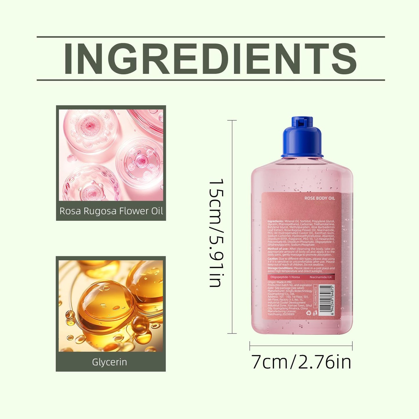 Wenrny Coconut Body Oil for Moisturizing & Hydrating, Fast-Absorbing & Non-Greasy Body Oil With Vitamin E, Skin Moisturizer for Women and men, Bath, Body and Shower, 8.79 fl oz (Rose, 8.79 fl.oz)