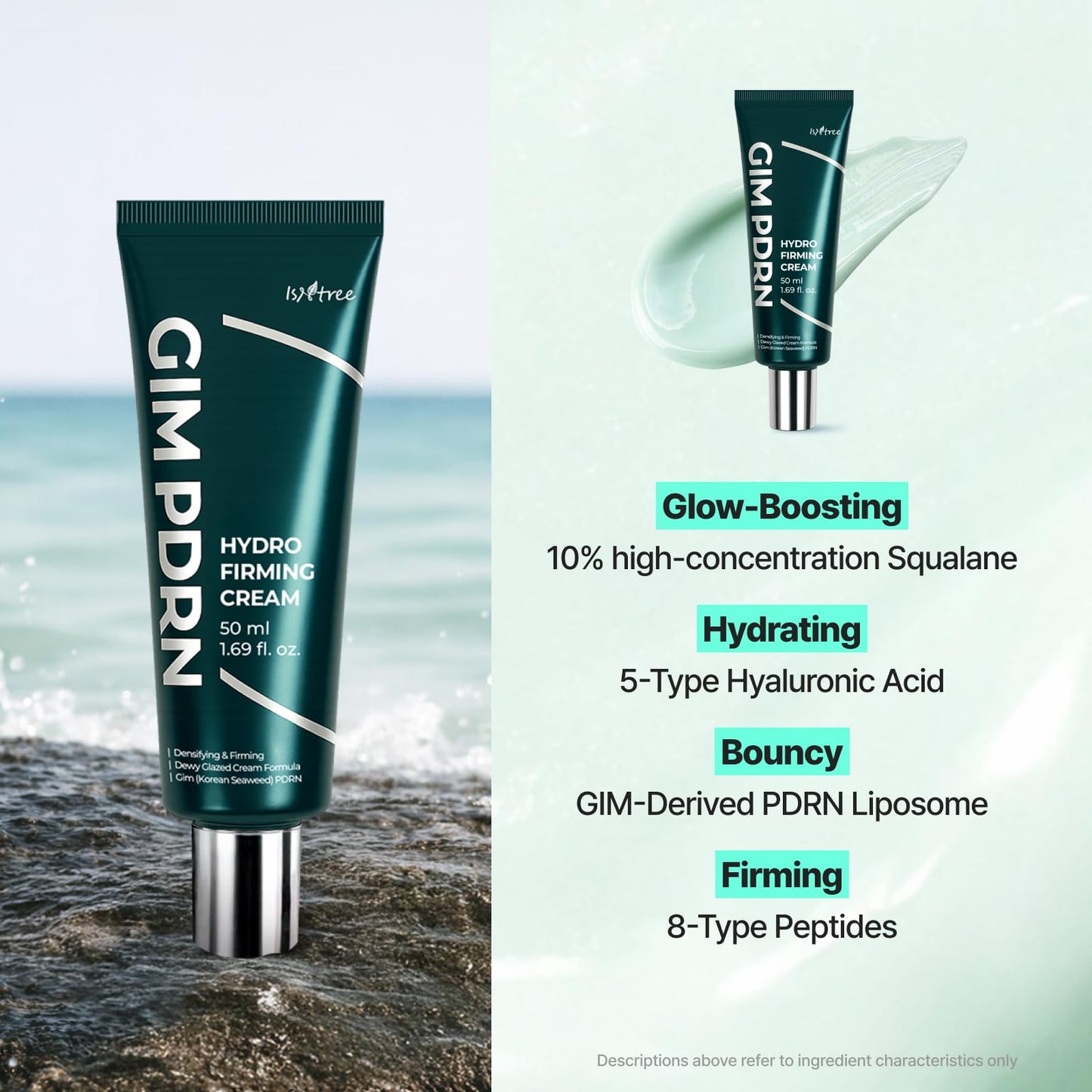 IsNtree GIM PDRN Hydro Firming Cream | Korean Moisturizer with Seaweed-Derived PDRN + 10% Squalane | Lightweight Hydrating Face Cream | 50ml