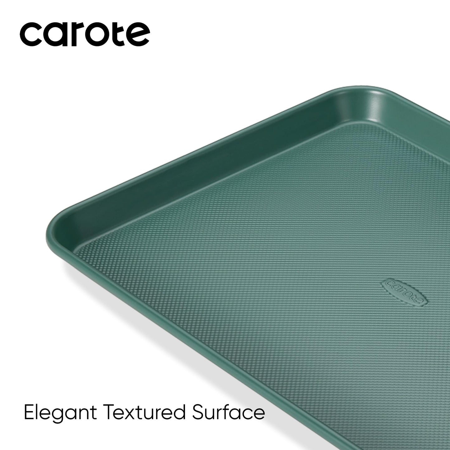 CAROTE 3-Piece Baking Sheet, Nonstick Cookie Sheets, Olive Green