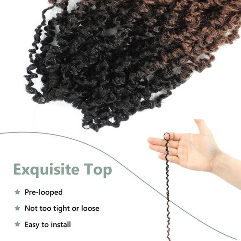 Yanky Twist Crochet Hair - 14 Inch Yanky Twist Pre Looped Crochet Hair 8 Packs Senegalese Twist Crochet Hair Extensions 1B/30 Bohemian Passion Twist Hair for Black Women