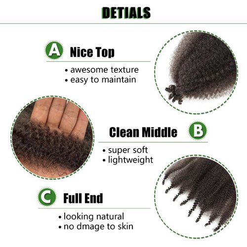VCEOW Dark Brown Springy Afro Twist Hair 16 inch 6 packs 4# Pre-Separated Kinky Marley Twist Braiding Hair Pre-fluffed Synthetic Wrapping Hair for Distressed Faux Butterfly Locs Spring Twist
