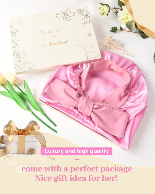 YANIBEST Silk Bonnet for Sleeping Women Braid Bonnet for Long Hair with Tie Band Satin Bonnet for Braids Hair Sleeping Cap Gifts for Women