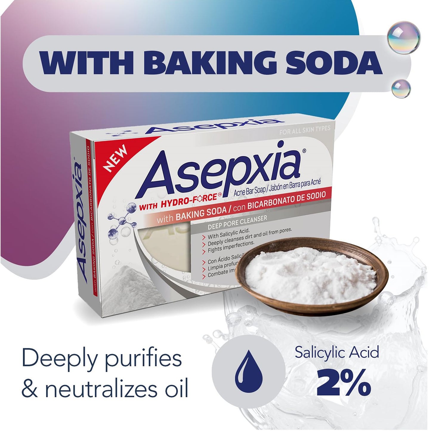 Asepxia Acne Treatment Bar Soap with Baking Soda, 4 Oz, 1-Pack
