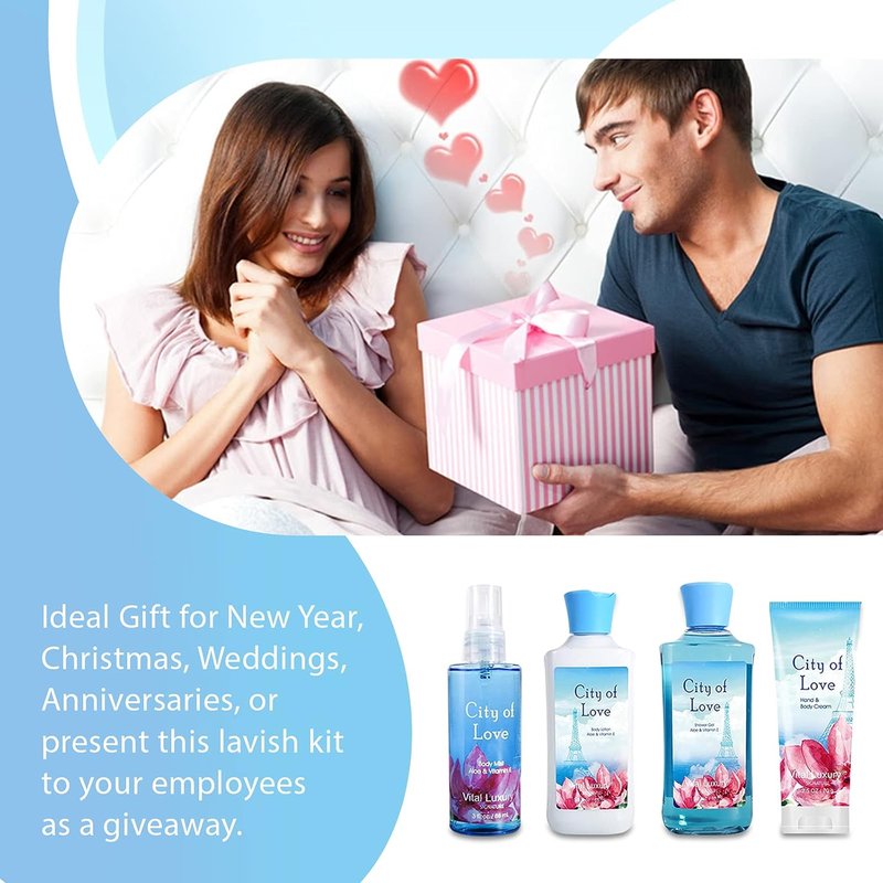 Bath & Body Kit - Ideal Skincare Gift Set | 3 Fl Oz Body Lotion, Shower Gel, Cream & Fragrance Mist