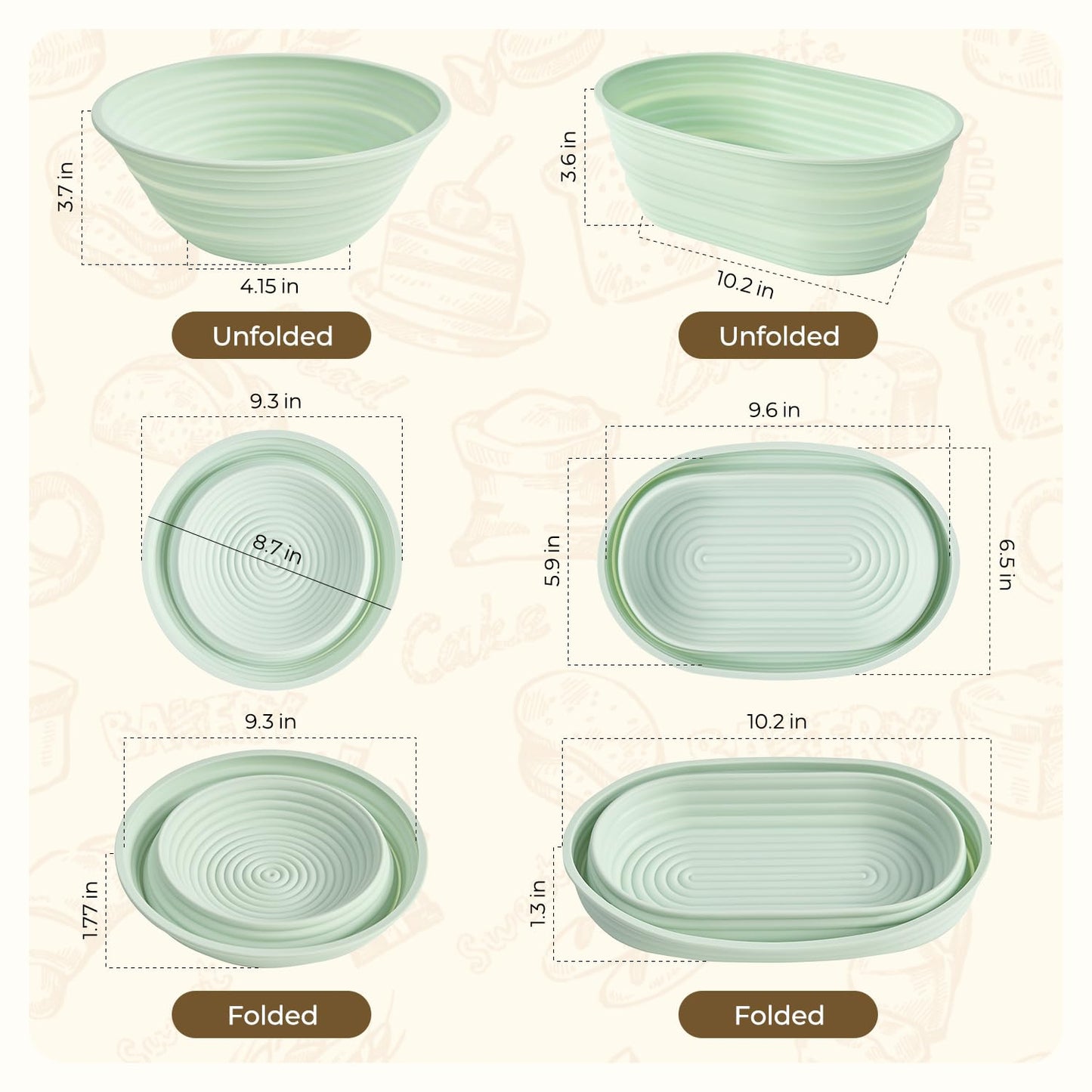 Napute Sourdough Starter Kit, 9PCS Sourdough Breads Baking Supplies, Silicone Banneton Bread Proofing Basket Set with 9" Round & 10" Val, Bread Sling, Whisk, Bread Lame, Sour Dough Baking Tools