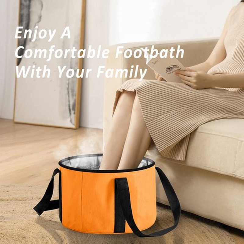 JSVSLTD Foot Bath Basin 20L Collapsible Bucket, Portable Foot Soak Tub Feet Soaking Bucket for Outdoor Travel, Camping, Fishing(Orange)