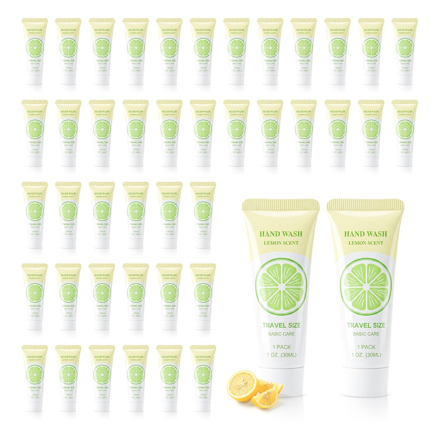 Travel Size Liquid Hand Soap Bulk, Individually Wrapped Portable 1 Fl Oz Single Small Tiny Hand Wash Gel Mini Pocket Lemon Handsoap, Packets Toiletries, Hotel Camping Shelter Homeless (Pack of 60)