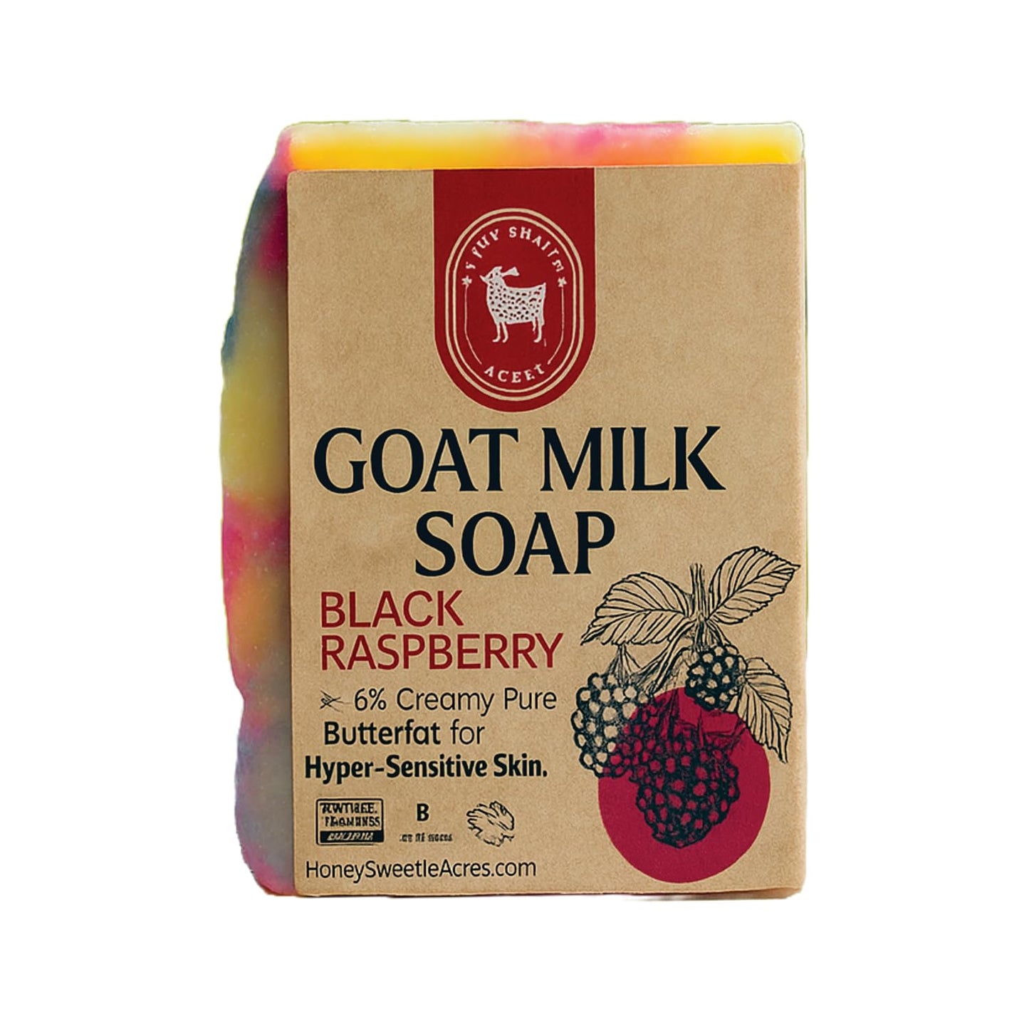 Honey Sweetie Acres Black Raspberry Goat Milk Soap - Handmade 5 oz Bar, Made with Natural Ingredients, Moisturizing & Gentle, Made in the USA (Black Raspberry)