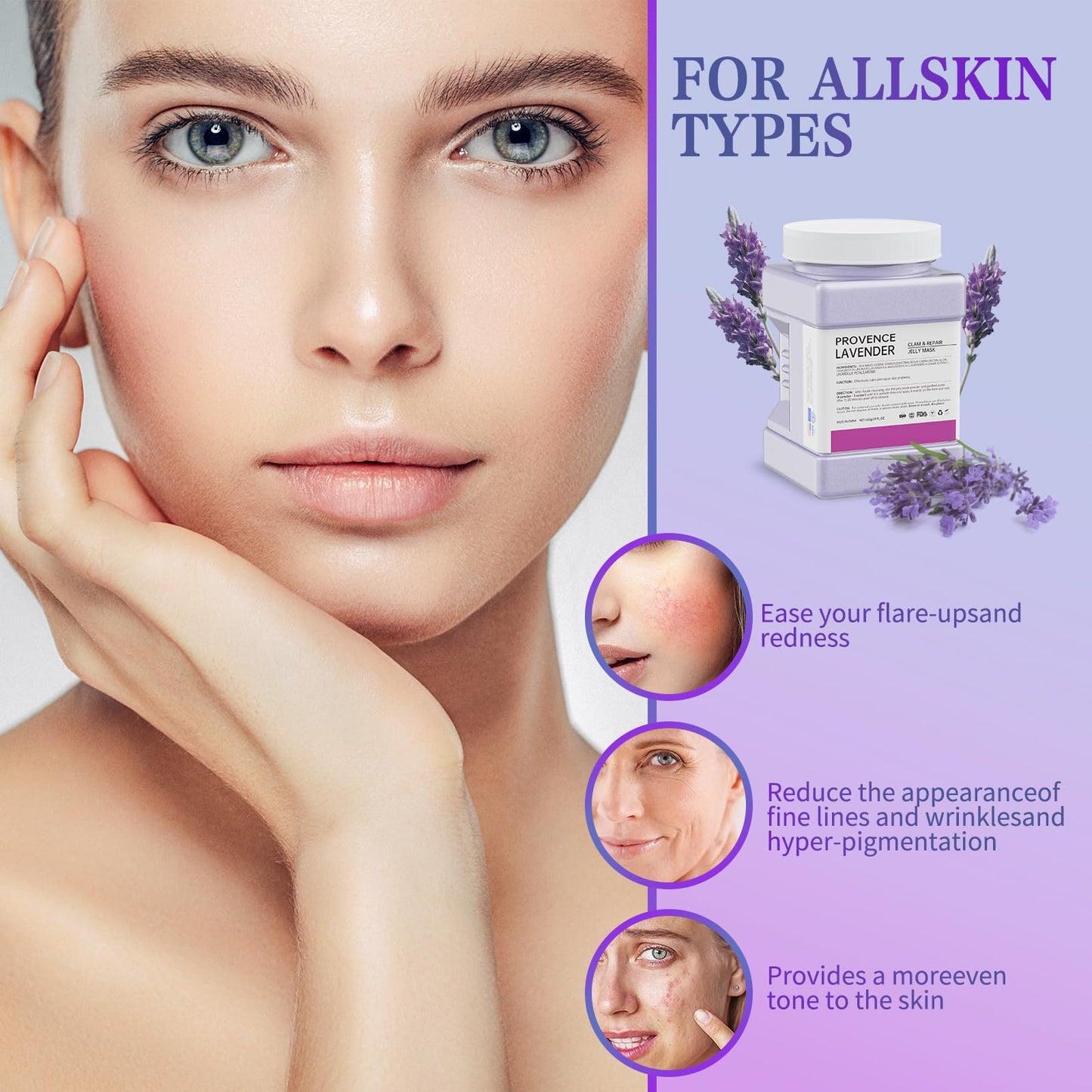 Truvenum Jelly Mask Powder for Facials,Lavender Jelly Mask Powder Hydrating, Brightening & Nourishing Face Mask Skin Care,Peel Off Jelly Masks for DIY Spa 23 Fl Oz