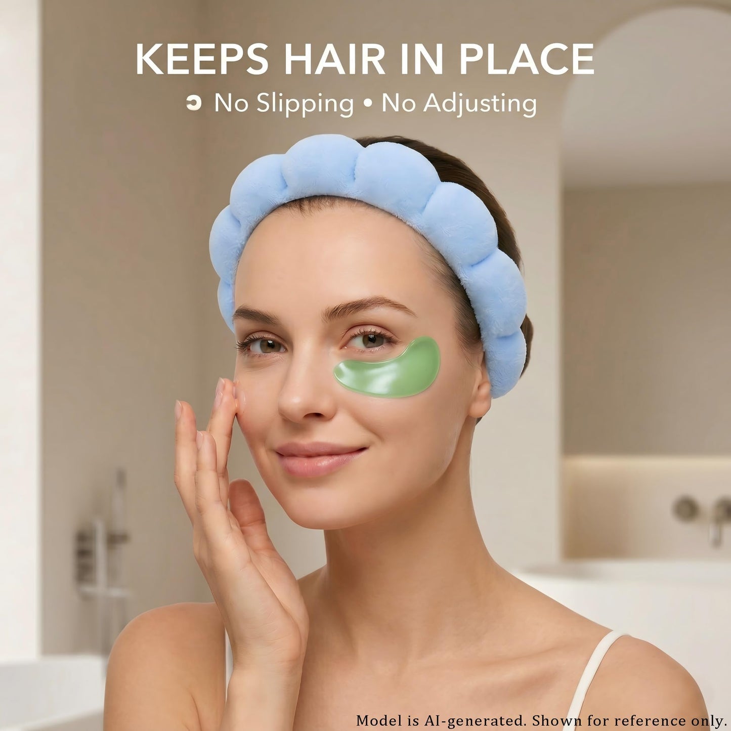 ATROCH Headband for Washing Face and Wristband Set, Blue