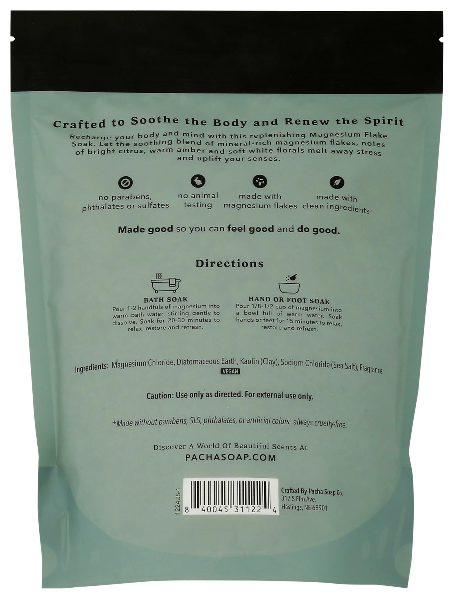 Pacha Soap Sea Salt & Moss Salt Soak Magnesium, 32 OZ
