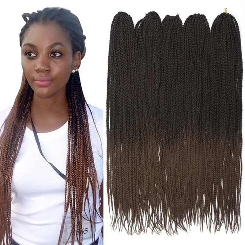KGBFASS Box Braids Crochet Hair Extensions Ombre Brown Long Pre-looped Goddess Braiding Crochet Hair 24inch Synthetic Medium 3X Box Braiding Hair for Black Women(1B/30#)