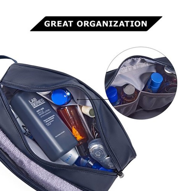 BAGSMART Toiletry Bag for Men, Travel Toiletry Organizer Dopp Kit Water-resistant Shaving Bag for Toiletries Accessories, Door Room Essentials,Navy Blue-basic