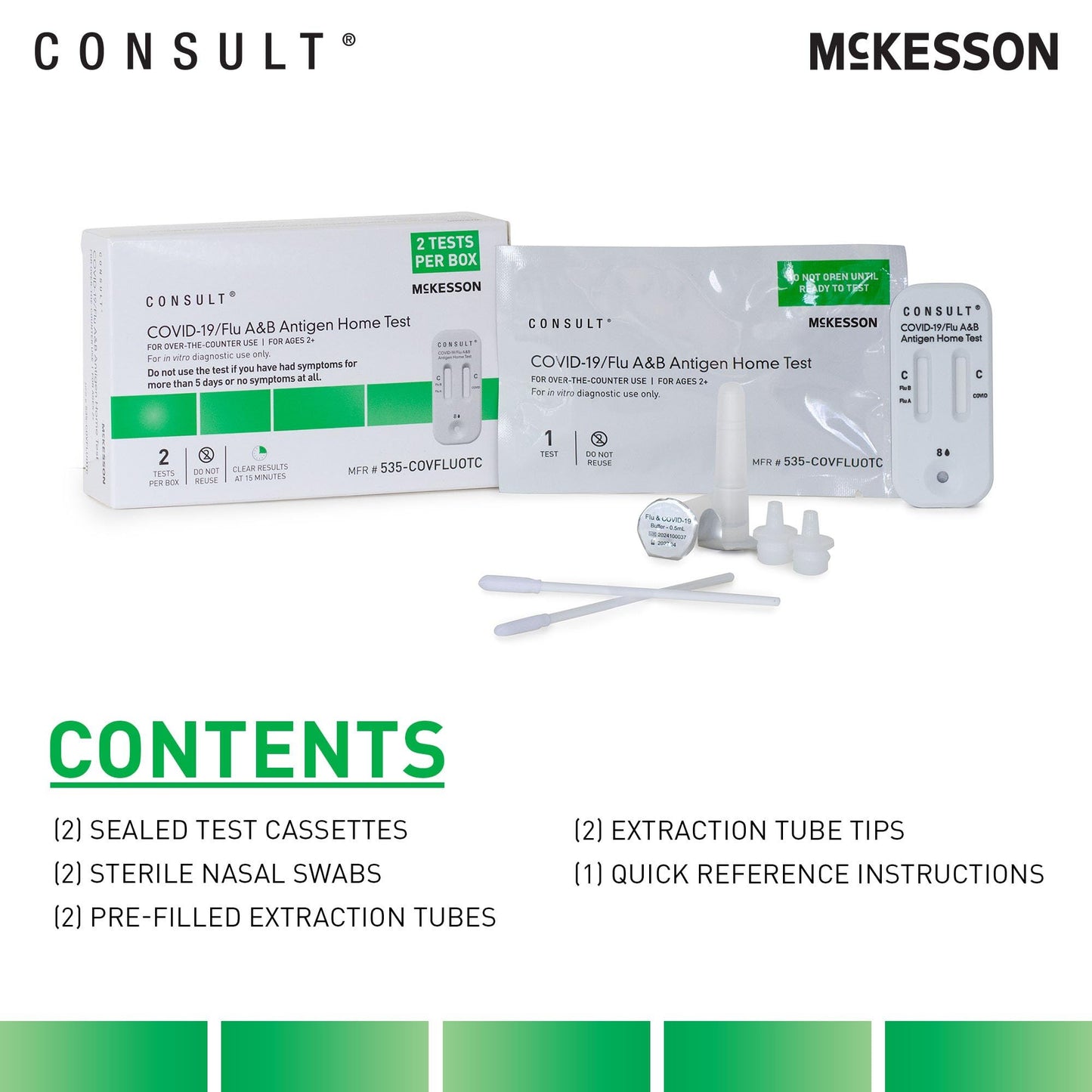 McKesson Consult COVID-19/Flu A & B Antigen At-Home Test Kit, Ages, 4 Tests