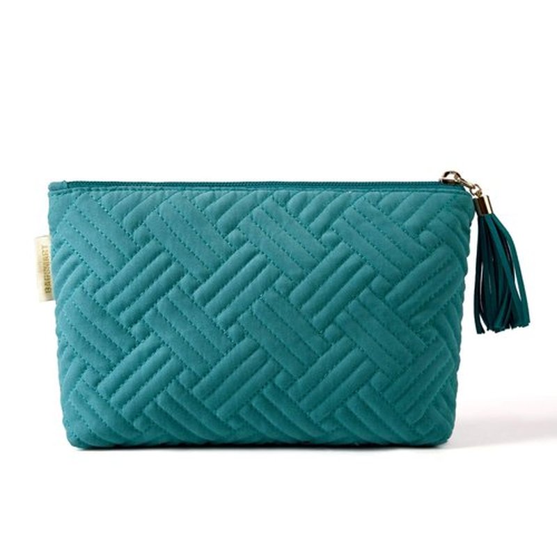 BAGSMART Small Cosmetic Bag, Elegant Roomy Makeup Bags,Travel Waterproof Toiletry Bag Accessories Organizer Gifts (Teal-1 pcs)