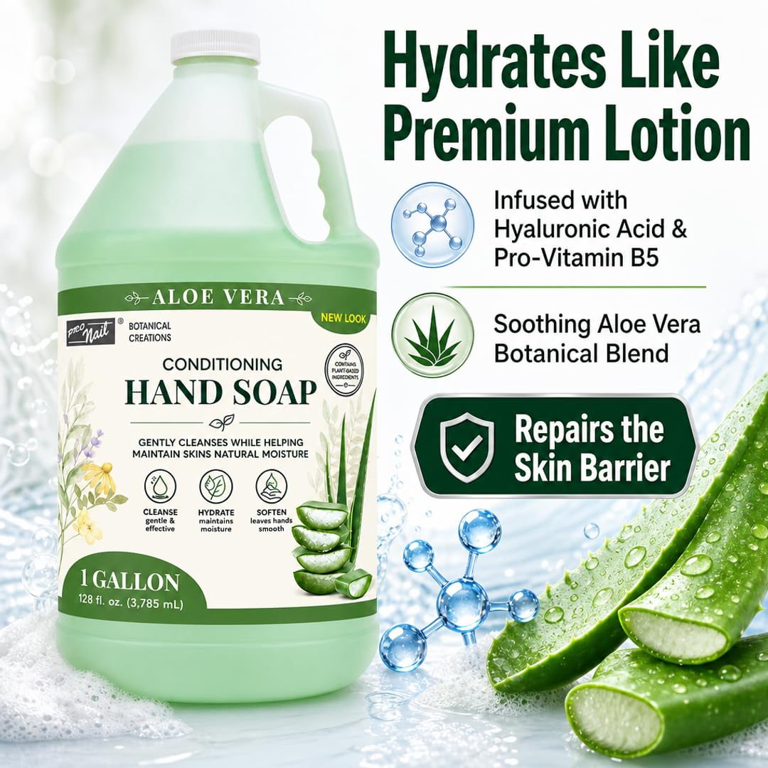 PRONAIL Bulk Liquid Hand Soap Refill – Moisturizing Cleanser with Hyaluronic Acid, Panthenol & Aloe Vera | Sulfate-Free, Cruelty-Free | Professional Salons, Spas & High-Traffic Use | 1 Gallon