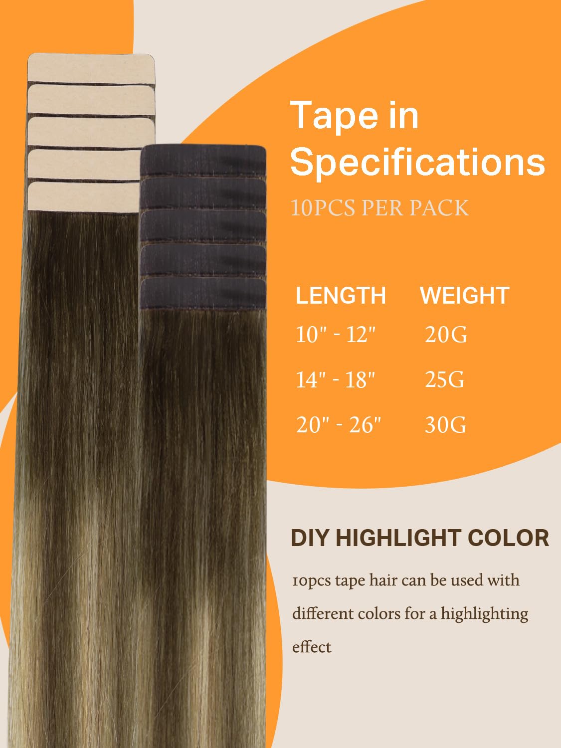 DOORES Hair Extensions Tape in, Balayage Walnut Brown to Ash Brown and Bleach Blonde 14 Inch 25g 10pcs, Tape in Human Hair Extensions Straight Remy Hair Skin Weft Tape