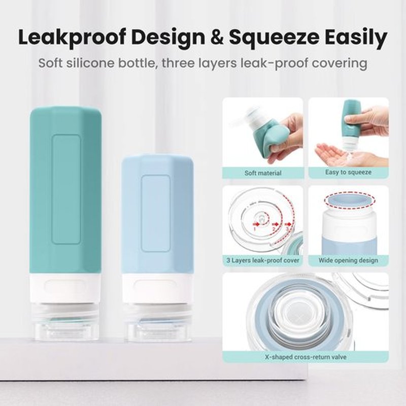 Ruinovate 17 Pack Travel Bottles for Toiletries, TSA Approved Travel Size Toiletries Bottles, Leak Proof Travel Size Containers, Travel Essentials for Body Wash, Shampoo, Lotion & Conditioner Blue