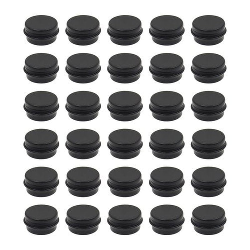 Aluminum Tin Jars Containers,ULIFESTAR Leak Proof Cosmetic Tin Jars Containers,Round Tin Cans with Lids,10PCS Black Cosmetic Sample Refillable Containers for Spice (0.18 ounces 25*15mm/0.98*0.59")