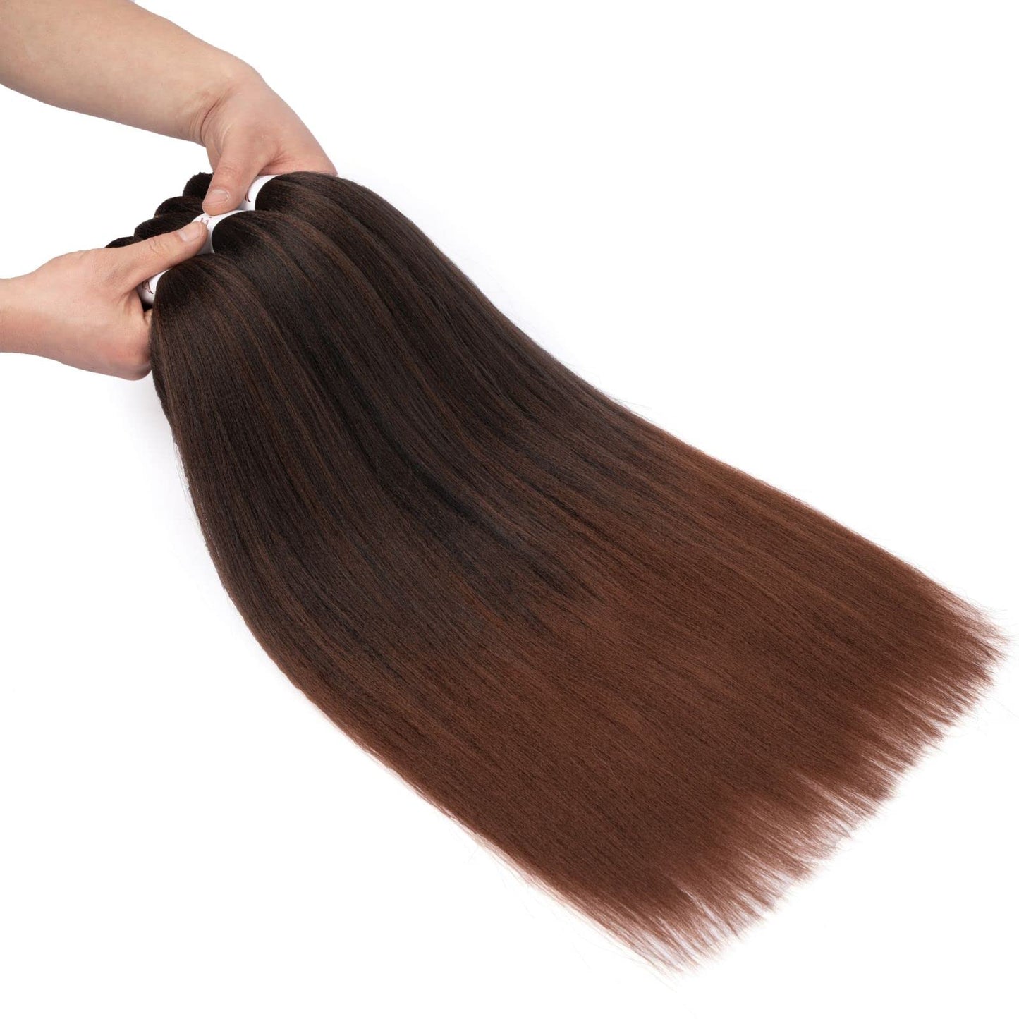 Ombre Braiding Hair,24 Inch Ombre Natural Black To Brown 6 Packs Hair Extensions Professional Synthetic Braid Hair Crochet Braids, Soft Yaki Texture, Hot Water Setting (24Inch,T1B/30#).
