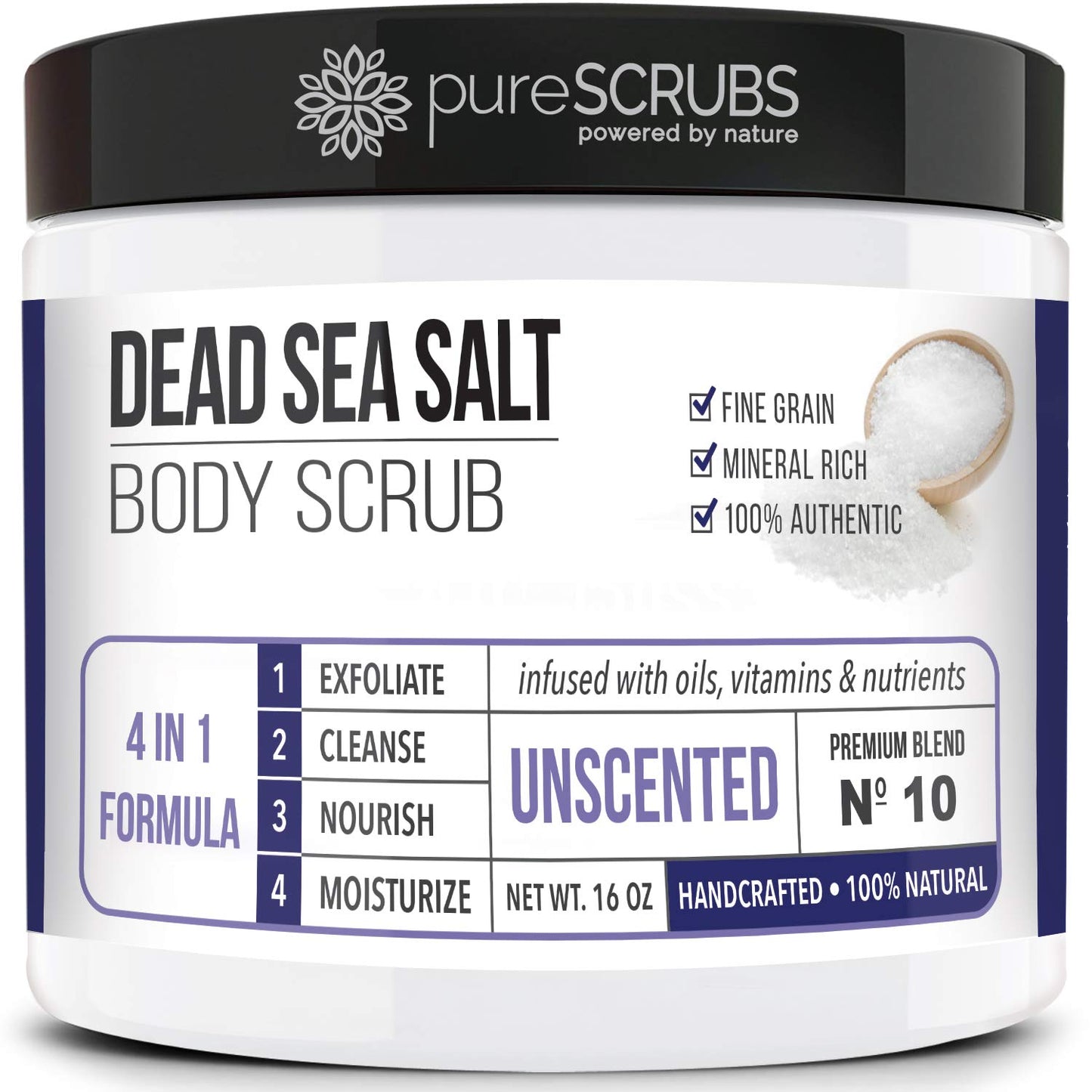 pureSCRUBS Unscented Exfoliating Body Scrub For Sensitive Skin, Large 16oz
