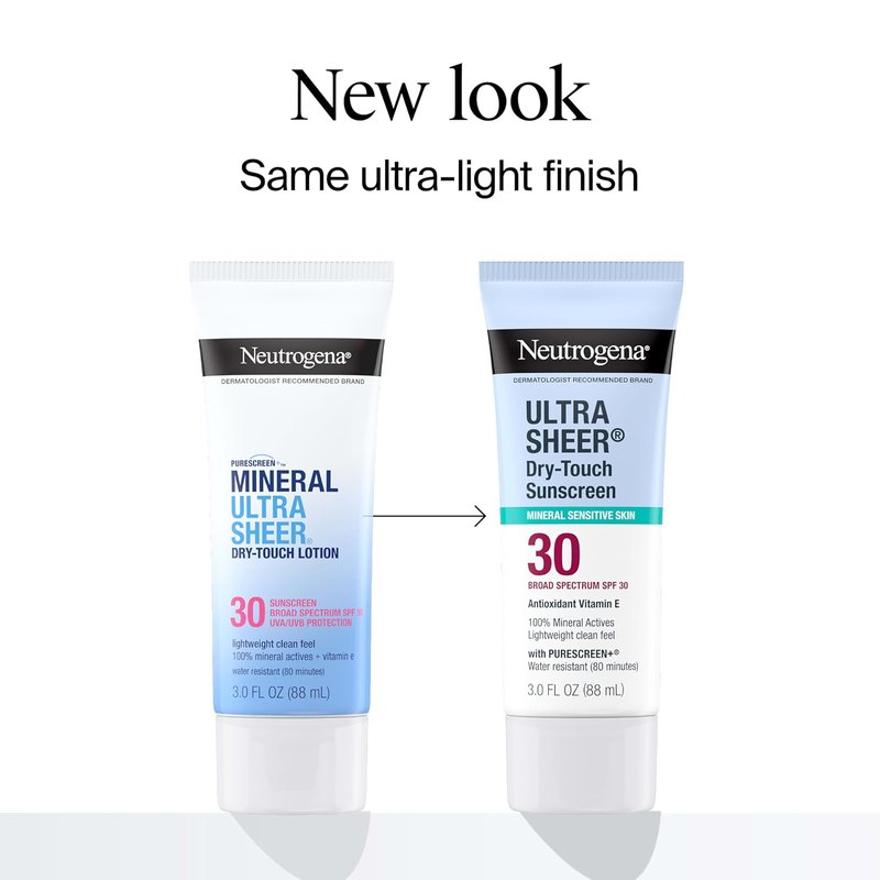 Neutrogena Ultra Sheer Mineral Sunscreen SPF 30 - Oxybenzone-Free, 3.0 fl. oz | Face & Body Protection