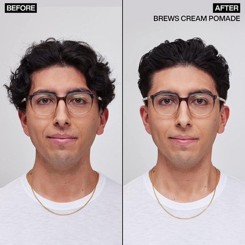 Redken Brews Cream Pomade For Men | Men's Hair Styling Pomade | Medium Hold | Natural, Smooth Finish With Low Shine | For All Men Hair Types | Water-Based Pomade | 3.4 Oz