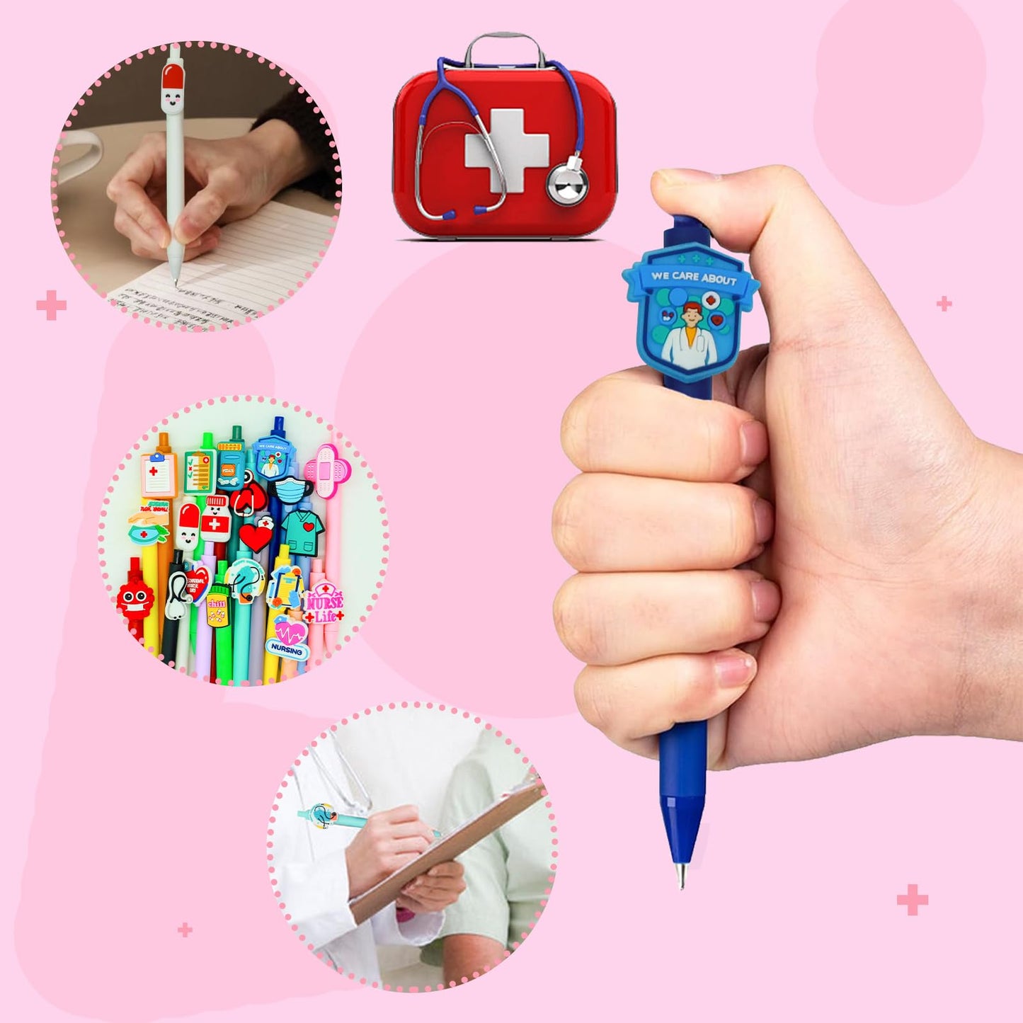 SYFDXD 20 Pcs Cute Nurse Pens, Funny Nursing Accessories Gel Pen Black Ink Set for Medical Assistant Student Essentials Nurse Week Gifts Appreciation Gift Work Aesthetic