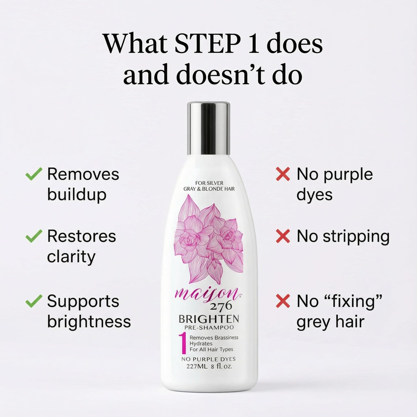 Maison 276 CLARIFY Pre-Shampoo (Shampoo for Gray Hair for Women & for Silver Hair) – Removes Buildup, Restores Clarity & Shine, No Purple Dyes, Plant-Based Weekly Reset, 8 oz