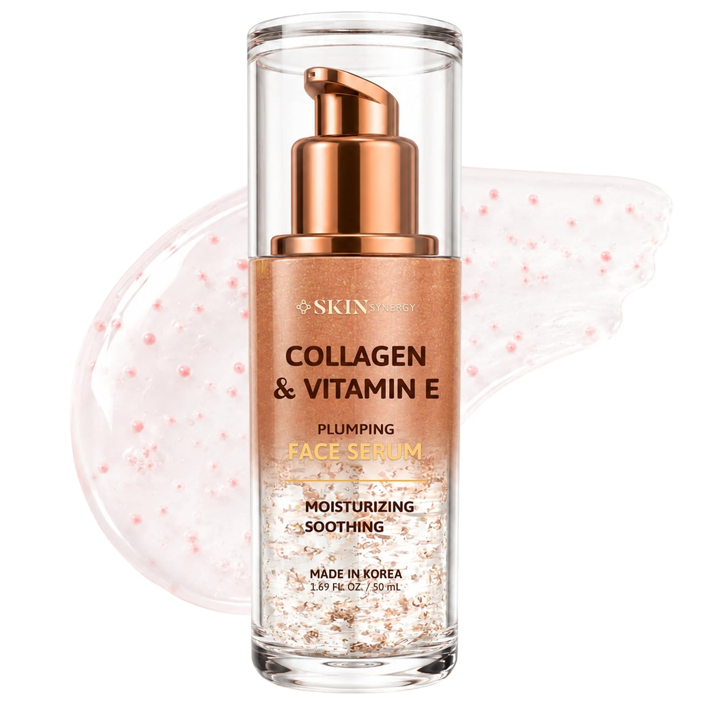 Skin Synergy Collagen & Vitamin E Face Serum – Hydrating, Firming & Nourishing Formula – Dermatologist Tested, Anti-Aging, Korean Skin Care – Clean Beauty, Cruelty Free, Vegan – 1.69 Fl Oz